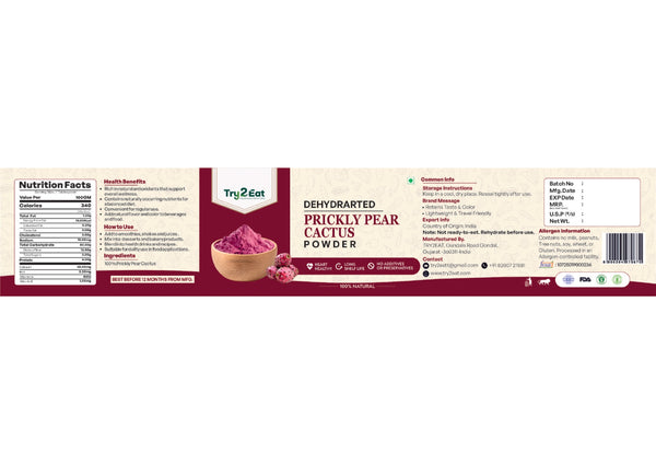 Prickly Pear Cactus Powder - Dehydrated