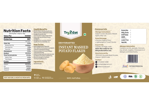Instant Mashed Potato Flakes - Dehydrated
